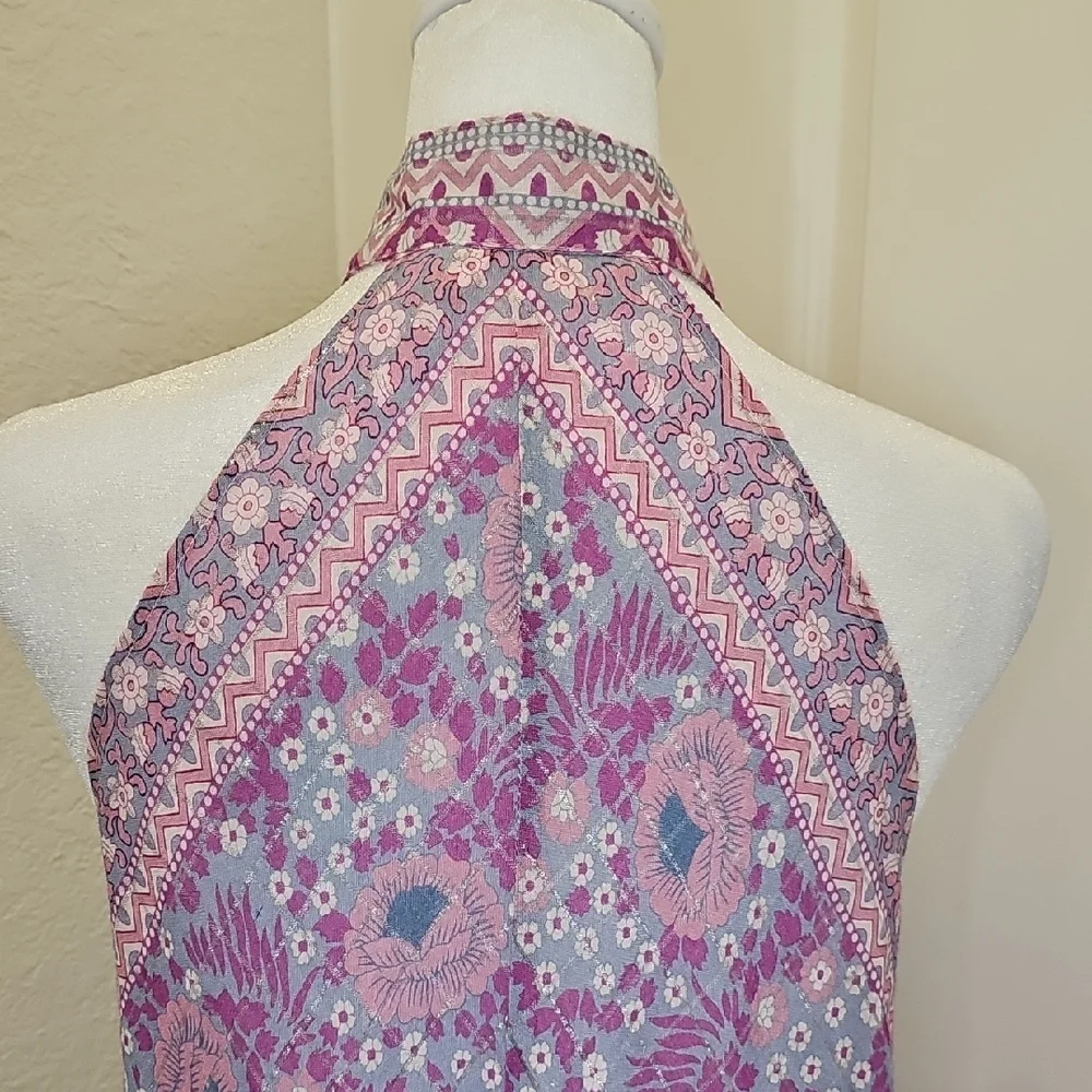 Fox in Gown Floral Halter Pink Purple Maxi Dress One-Size Fits Most - Picture 7 of 11